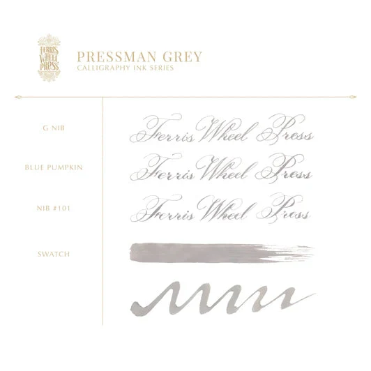 Ferris Wheel Press - 28ml Pressman Grey Calligraphy Ink - Afbeelding 4