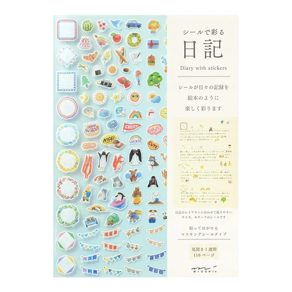 Midori - Diary with Stickers Light Blue